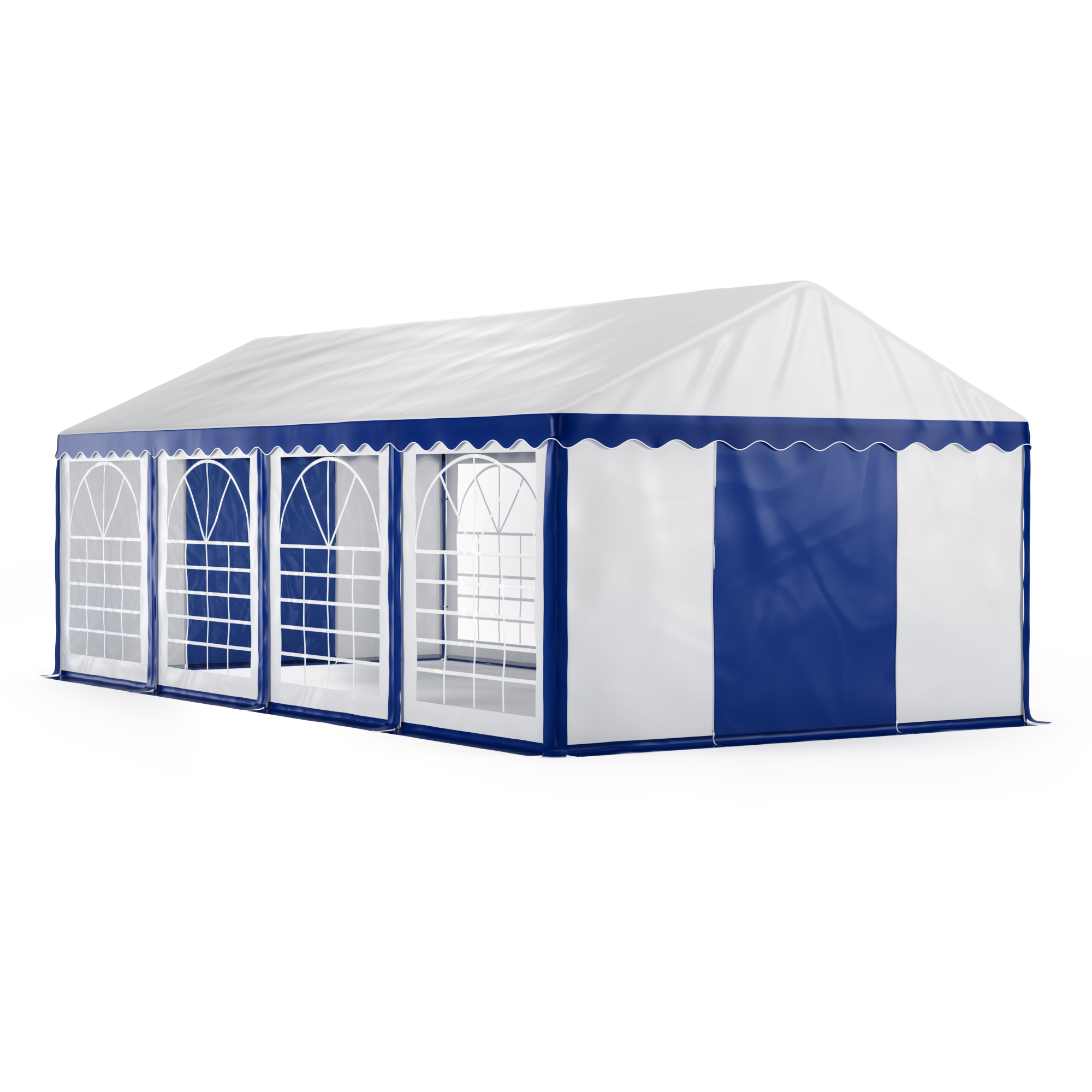 Profi PVC Partyzelt 4 x 8 m blau/weiss
