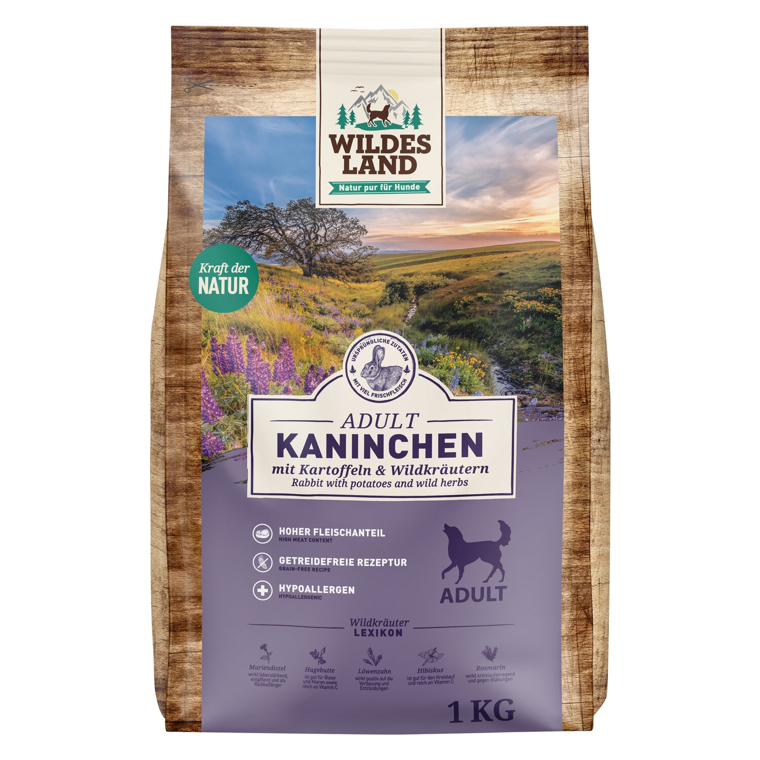 WILDES LAND Trockenfutter Classic Adult  - 1 kg - Kaninchen