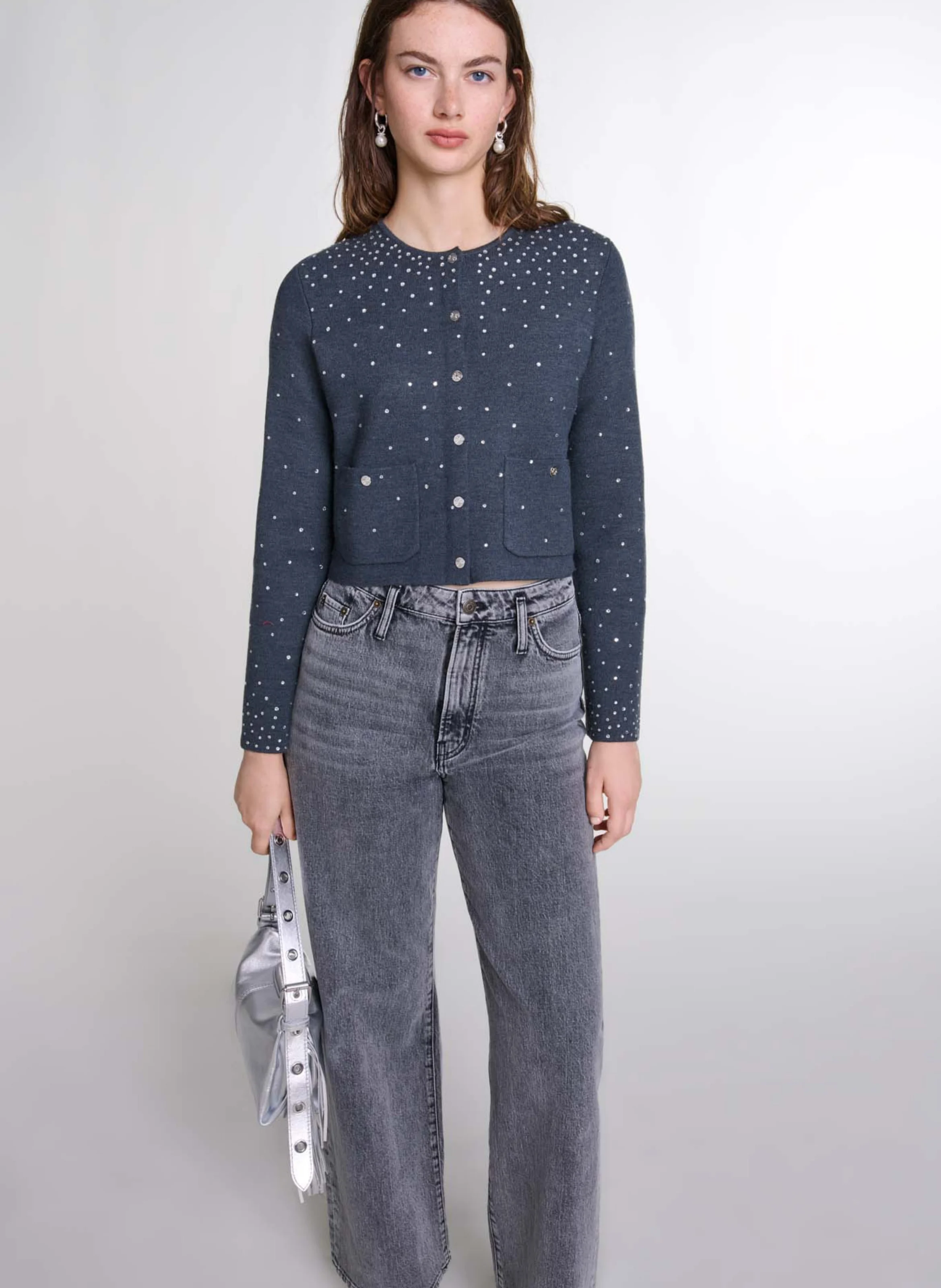 Gilet col rond | Gris