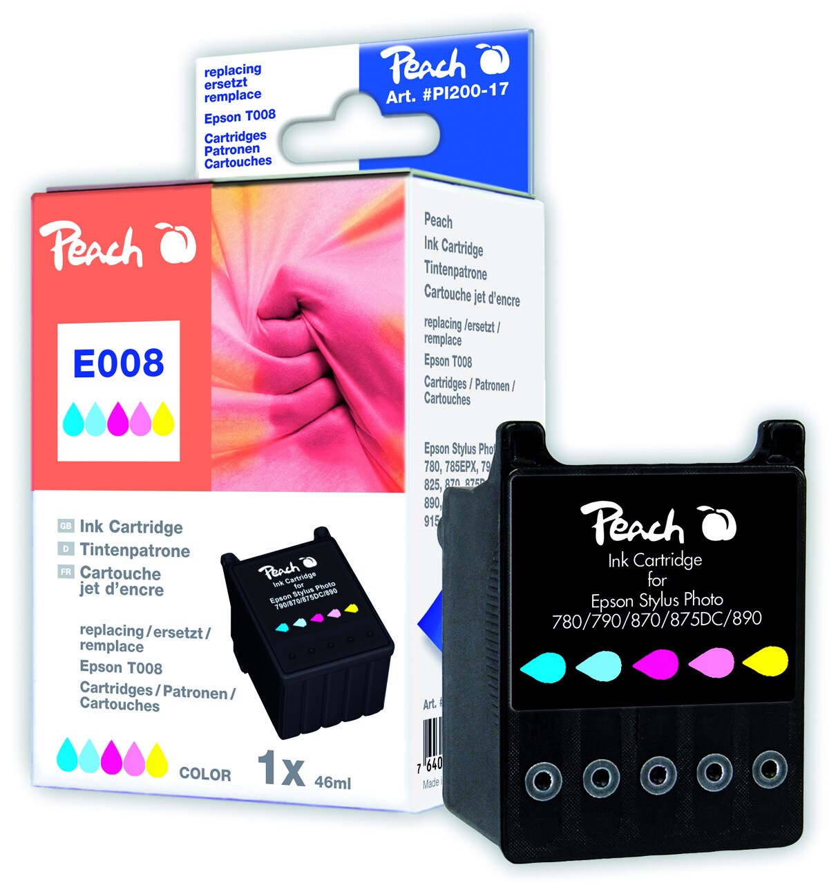 Peach E08 C Druckerpatrone col ersetzt Epson T008C, C13T00840110 für z.B. Epson Stylus Photo 780, Epson Stylus Photo 785, Epson Stylus Photo 785 EPX