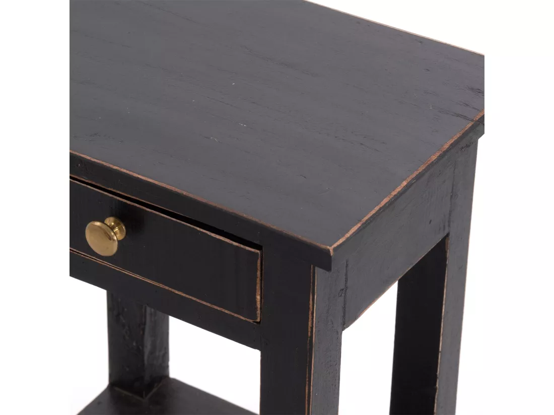 TABLE DE TÉLÉPHONE PLANTE Bois massif en acajou, avec tiroir 09 voodoo - schwarz