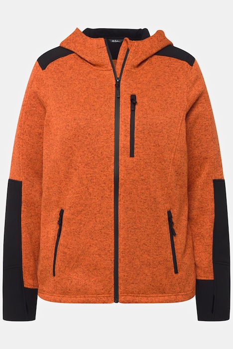 Fleecejacke, Reflektordruck, Kapuze, Daumenloch