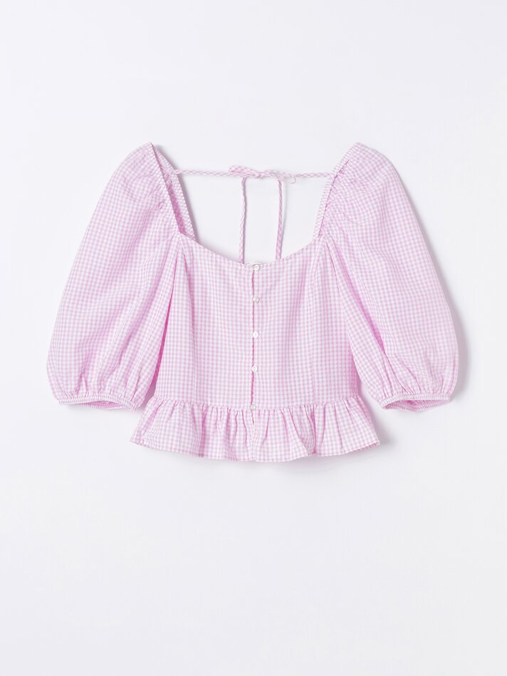 Blusa xadrez vichy - Rosa