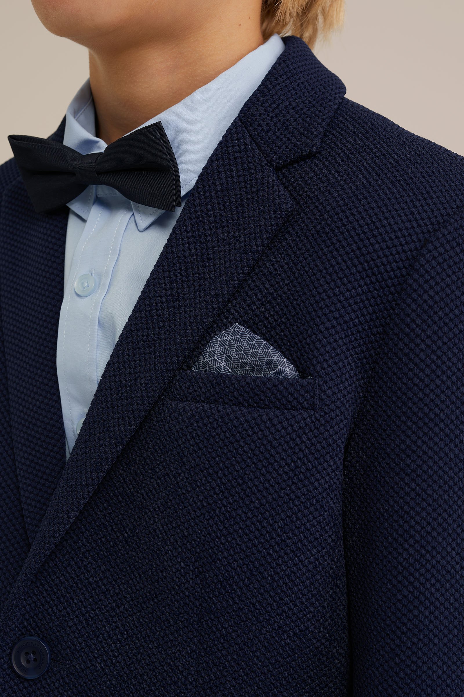 Jongens slim fit blazer met structuur WE Fashion Donkerblauw