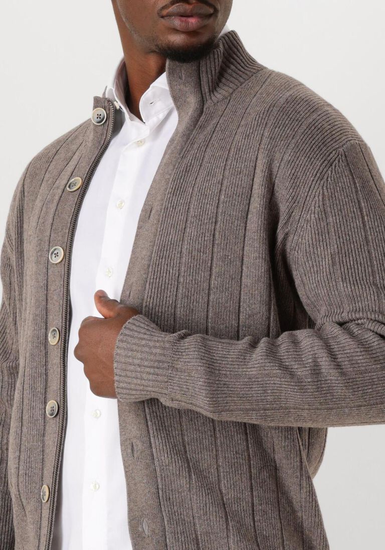 bruine gentiluomo trui turtle button+zip ls
