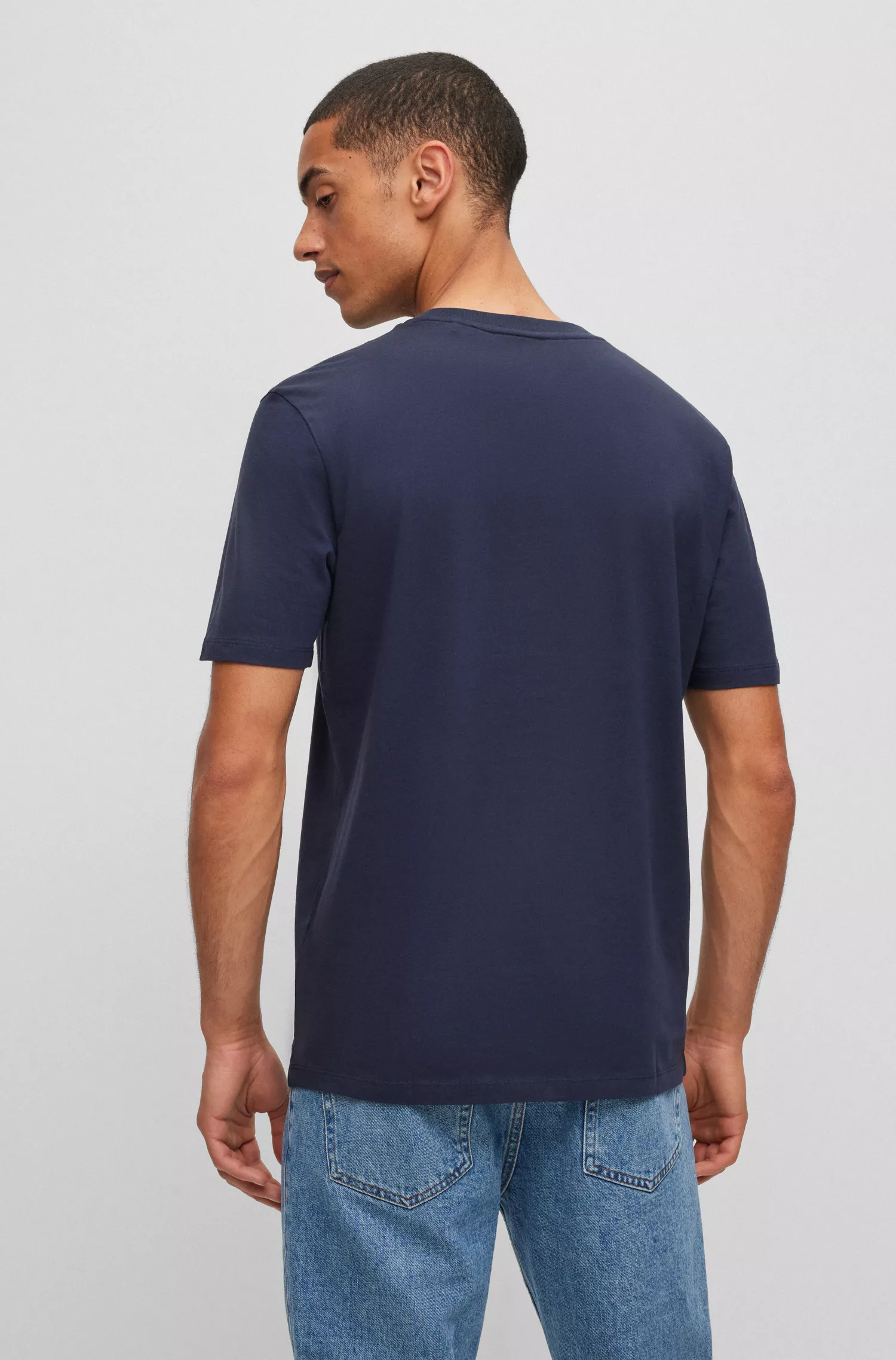 Camiseta HUGO vermelha em malha de algodão com estampa do logotipo