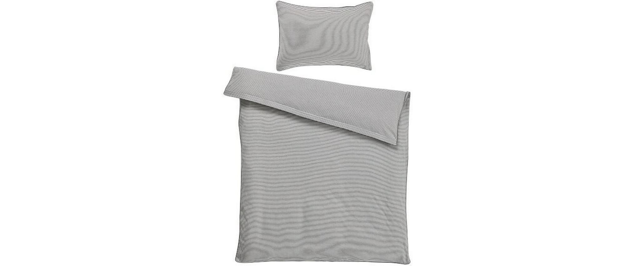 Kopfkissenbezug Jersey Streifen 50 x 70 cm, AnthrazitJersey Melange Kissenhülle