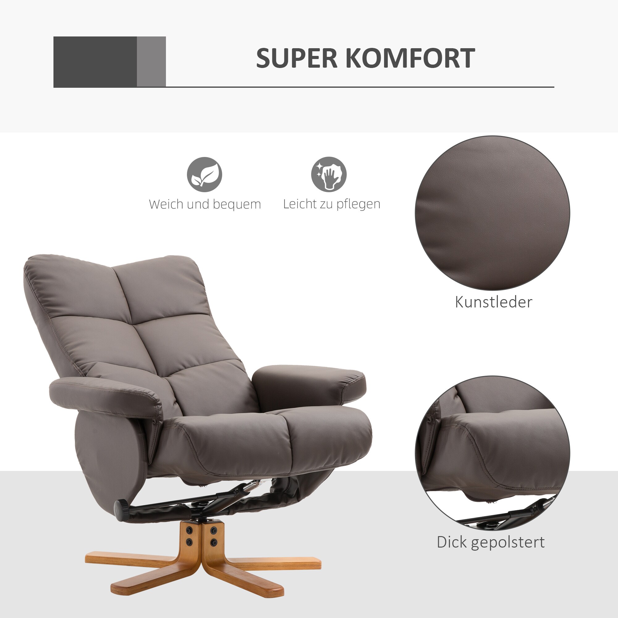 HOMCOM Fernsehsessel mit Hocker