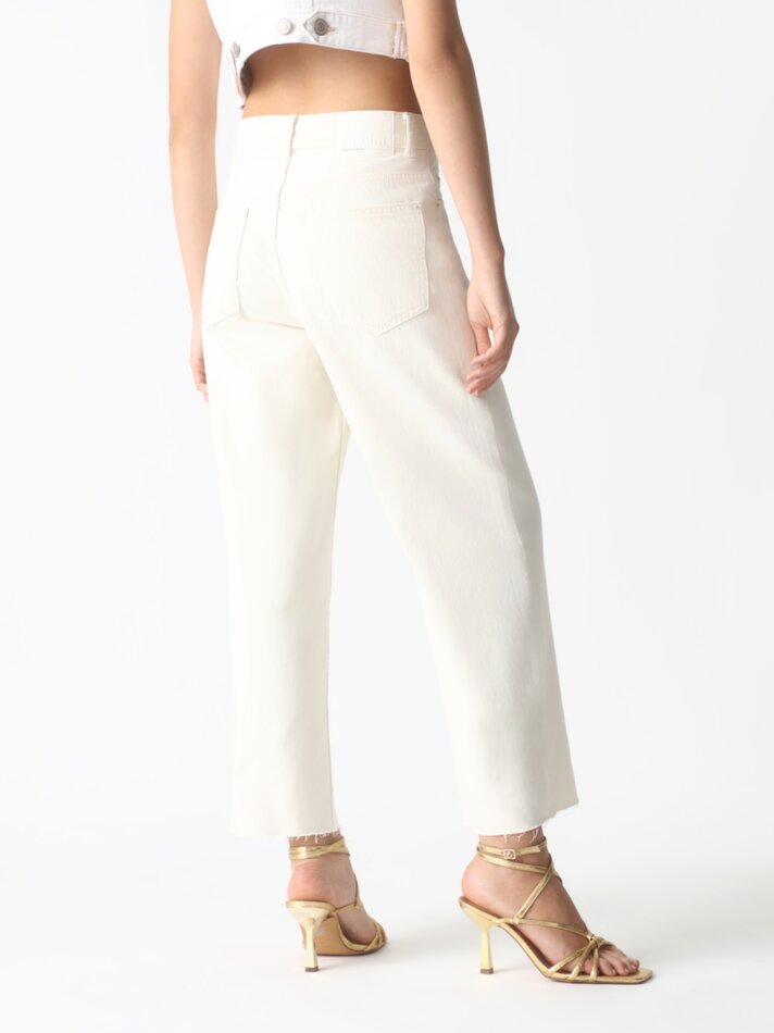 Calça jeans culote - Creme