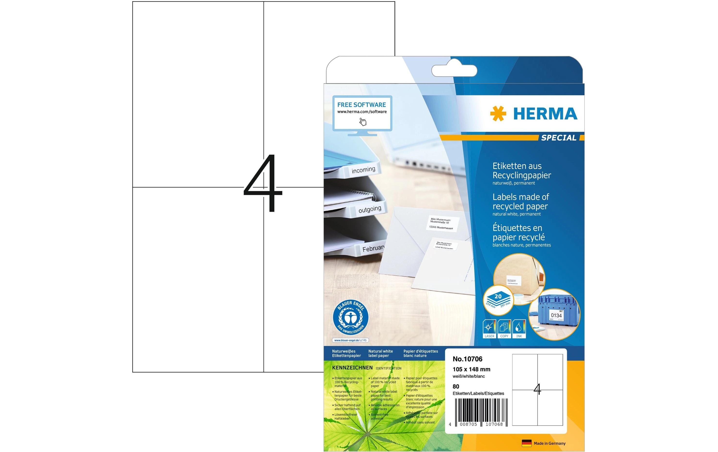 Universal-Etiketten 105 x 148 mm, 20 BlattUmweltfreundliche Etiketten