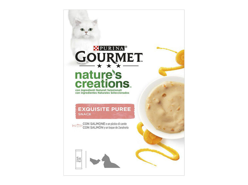 SNACKS PARA GATO GOURMET PURÉ SALMÃO 5X10G
