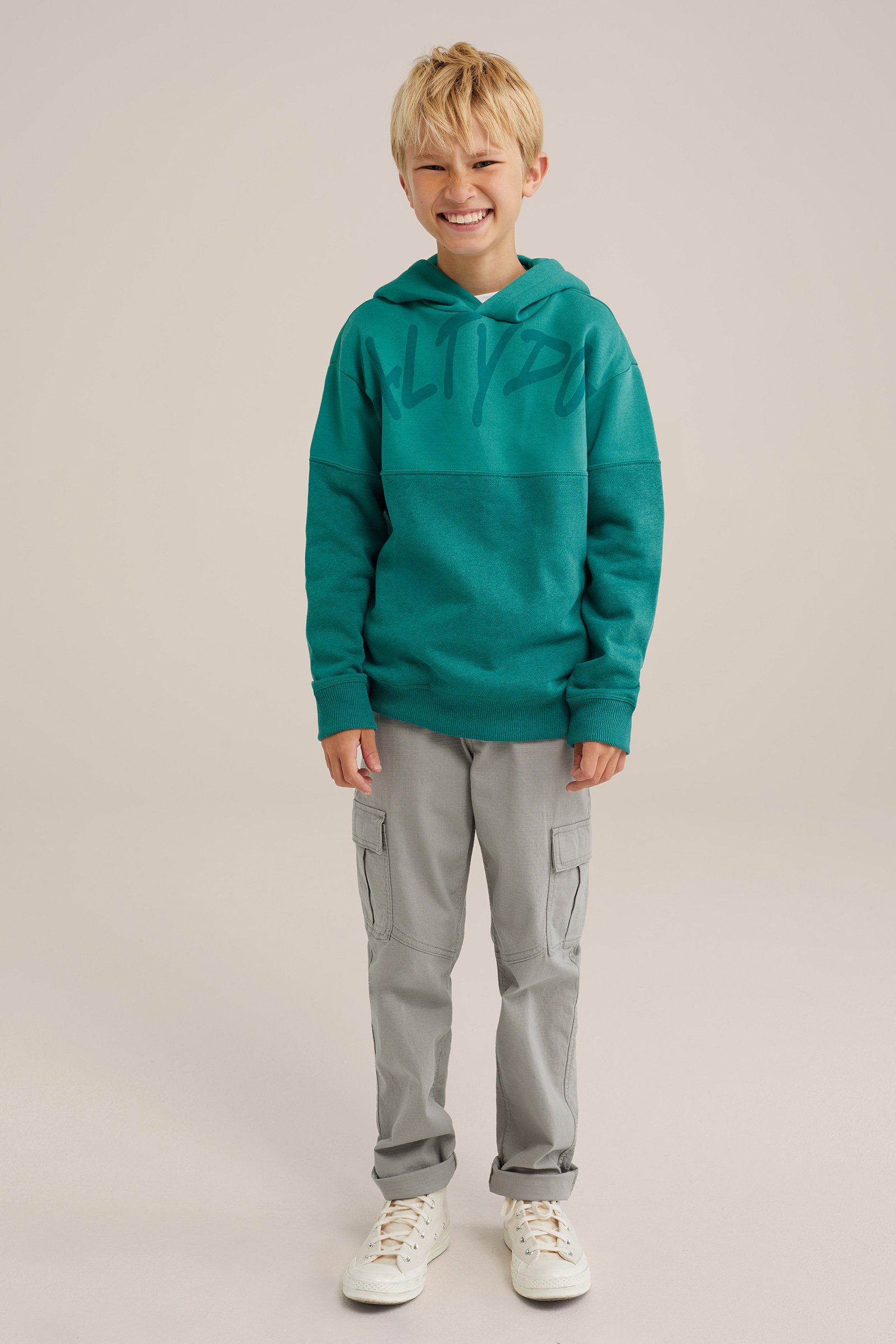 Jongens hoodie met opdruk Salty Dog Zeegroen