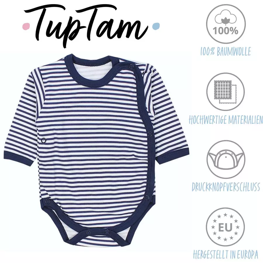 TupTam Baby Langarm Wickelbody im 5er Set graugrün