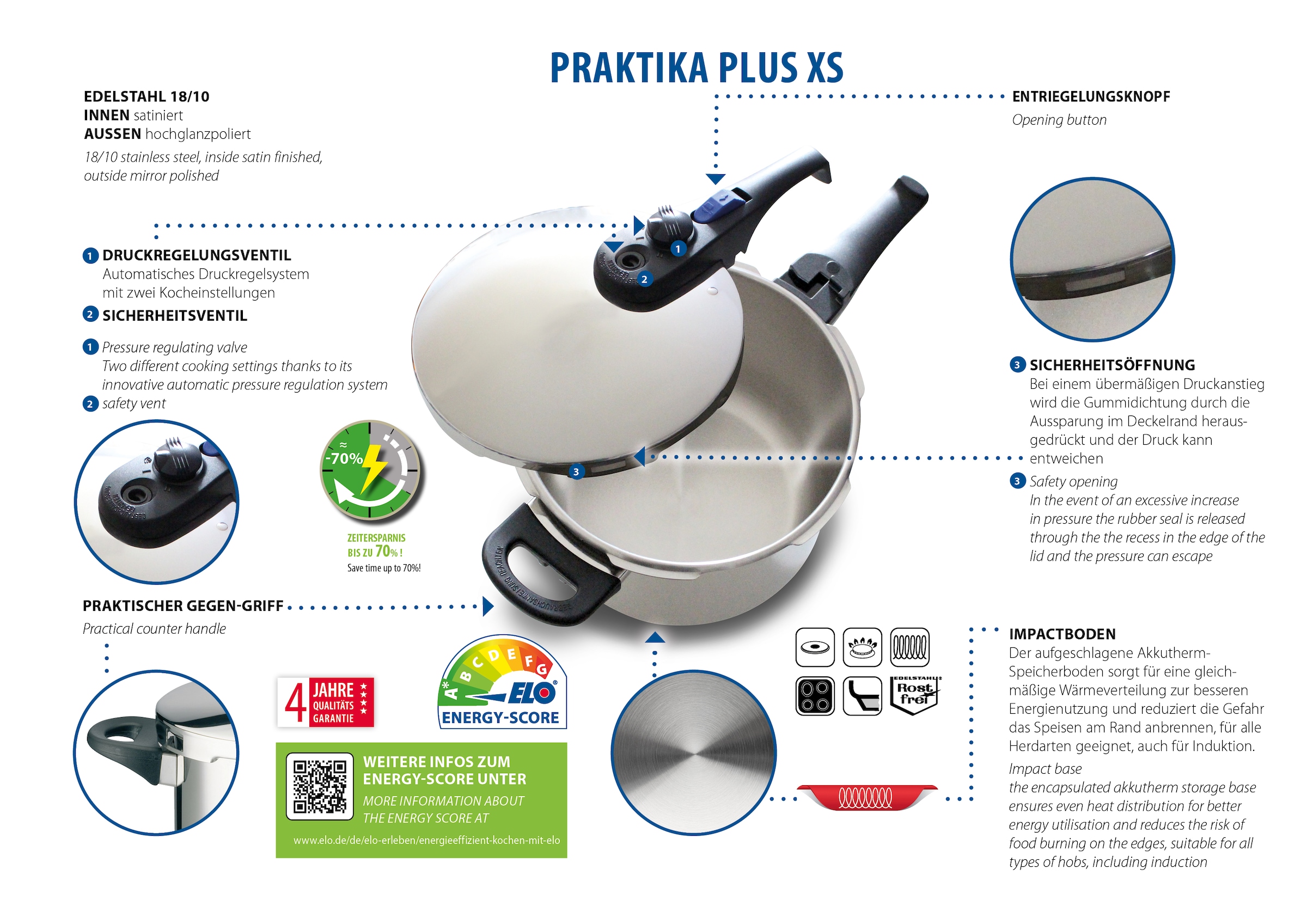 Elo Schnellkochtopf »Praktika Plus XS« 1 Stk. tlg. Edelstahl 18/8