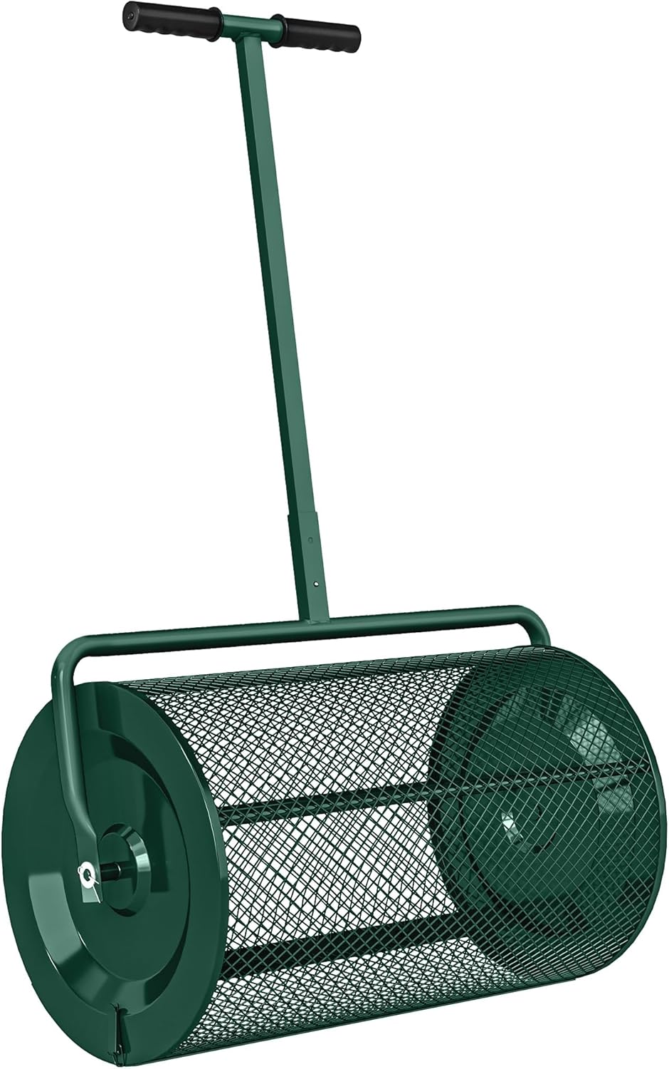 Outsunny Kompoststreuer, 24-Zoll-Torfmoosstreuer mit höhenverstellbarem T-förmigem Griff und Metallgitterkorb, Gartenstreuer zum Säen, Ausbringen von Dünger, Grün