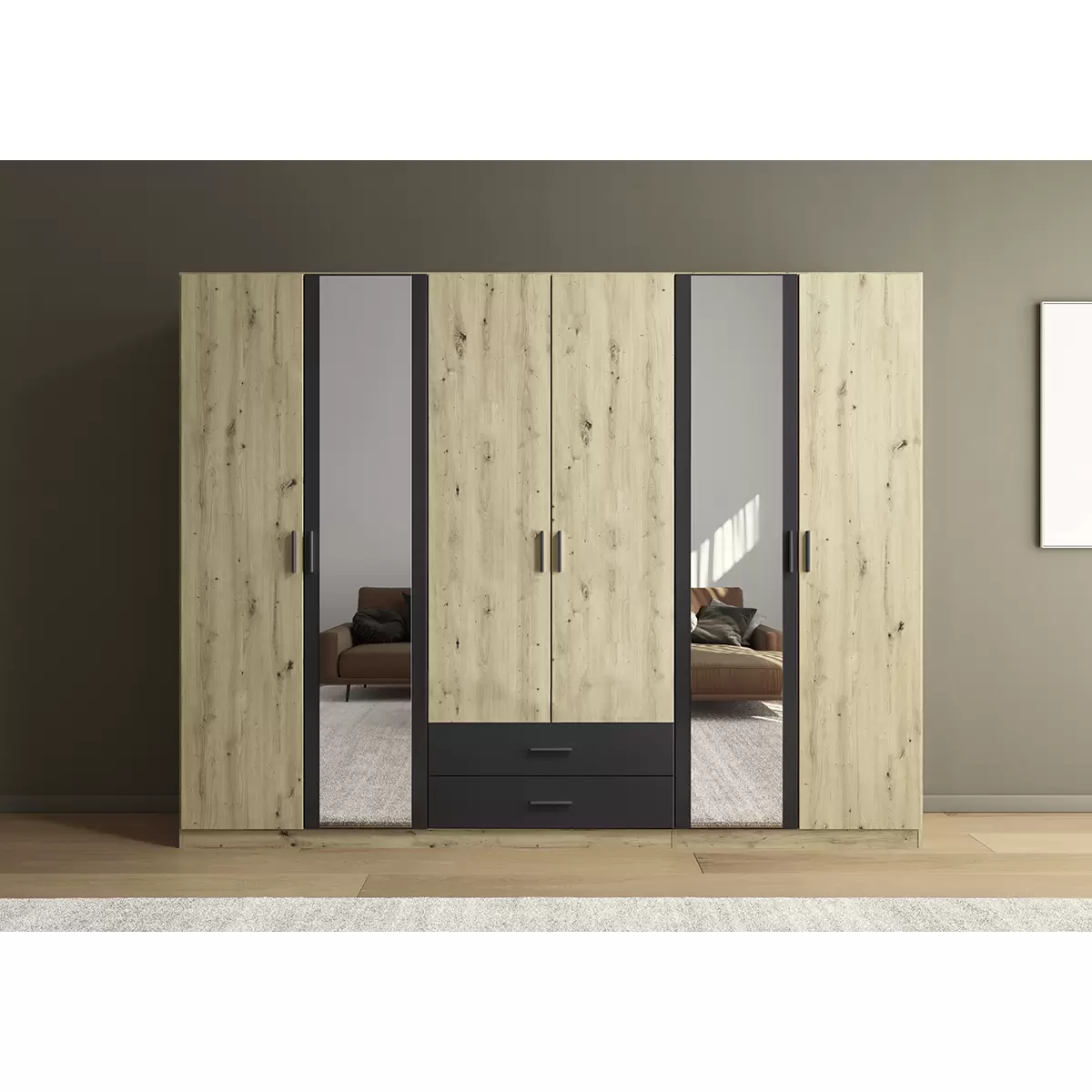 Kleiderschrank 6-trg. Despina Artisan Eiche,grau