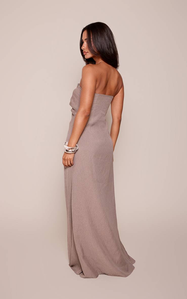 Gris Robe Longue Colonne À Bustier Avec Détail Drapé Petite Taille
