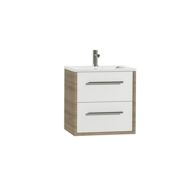 Tiger Boston badkamermeubel 60 cm chalet eiken met greep rvs en wastafel wit