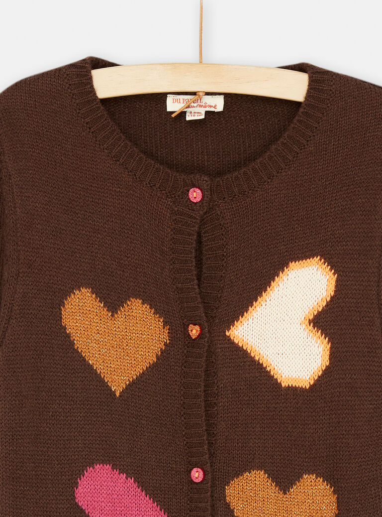 Cardigan marron à motifs curs