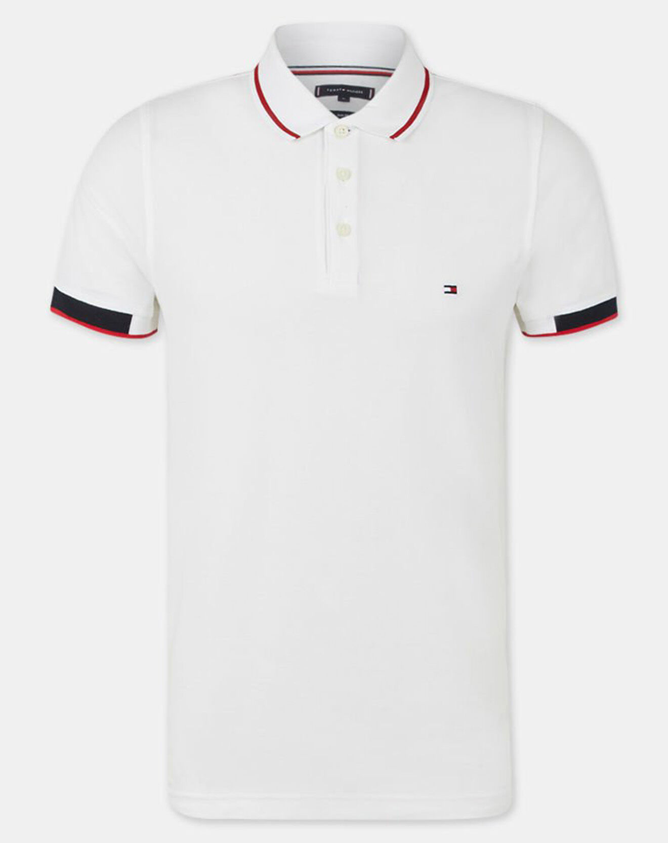 Tommy Hilfiger Polo Slim Rwb Placket Detail blanc
