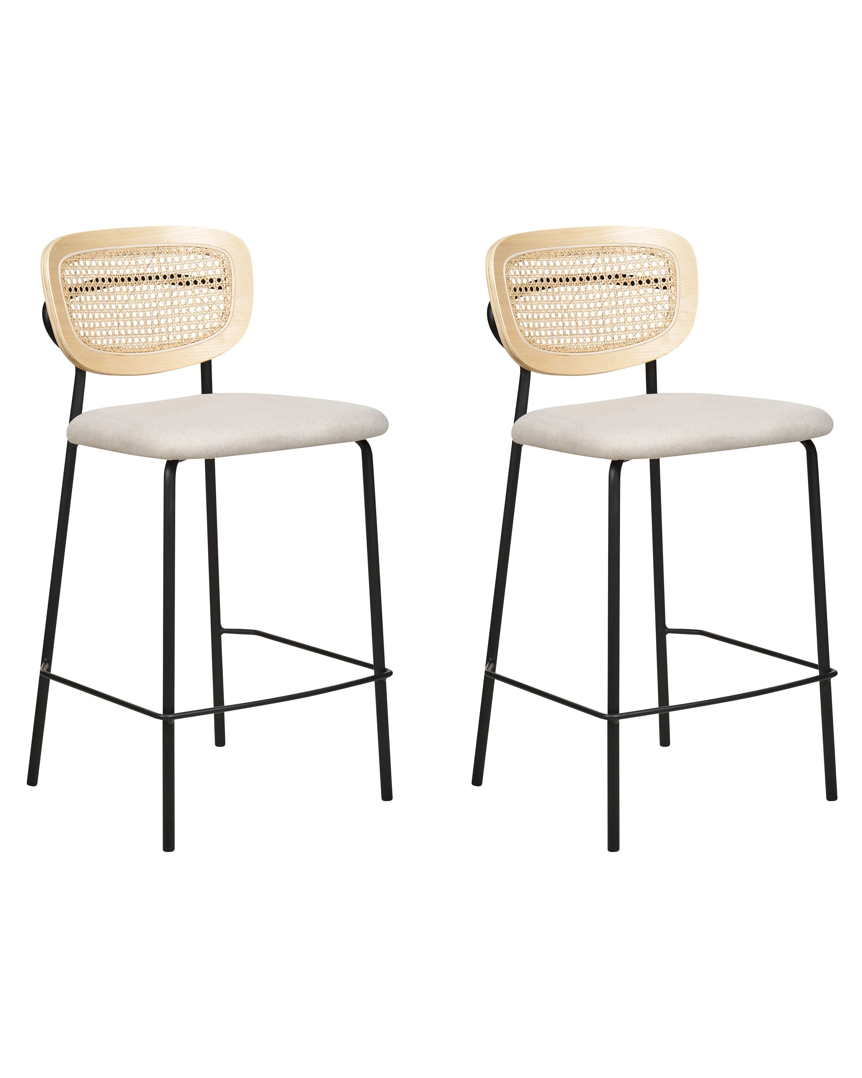 Set van 2 barstoelen MAYETTA Rotan Lichtbeige