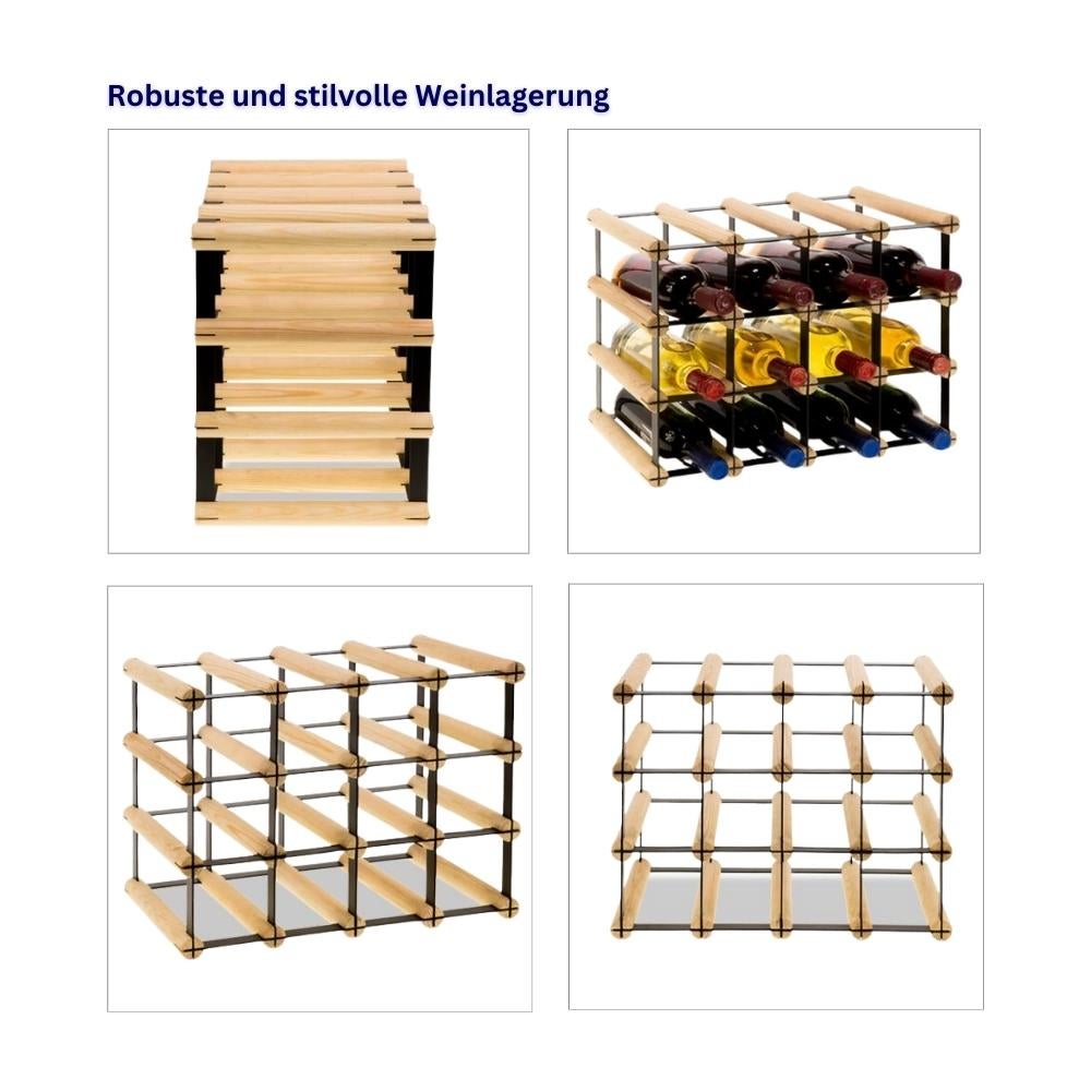 PROREGAL Modulair Wijnrek Vinotega Mod Metaal HxBxD 32,5 x 42,5 x 24,5 cm 4 x 3 Flessen Massief grenenhout Natuurlijk