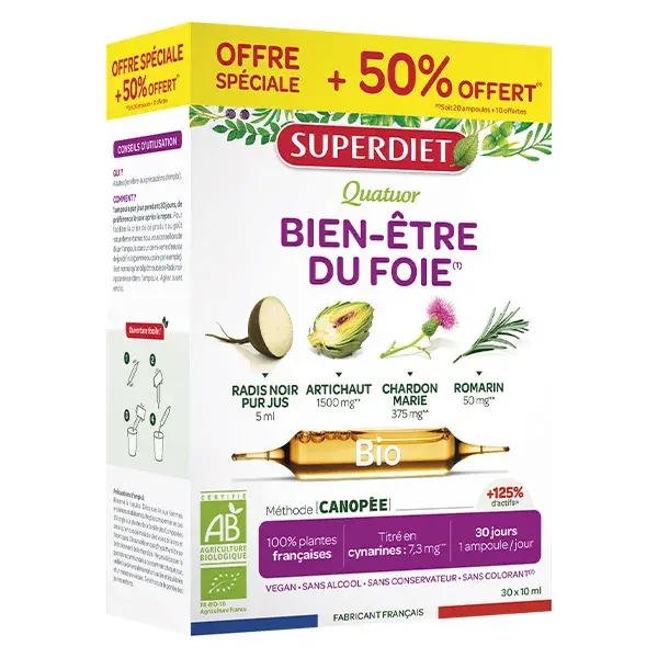 Superdiet Organic Liver Wellness Quartet - 20 ampolas + 10 grátis