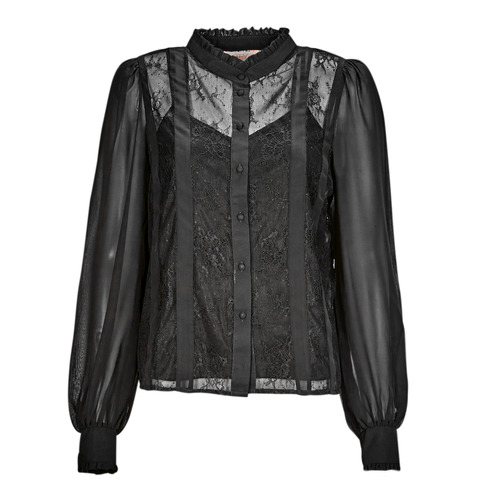 Only - ONLHANNAH LS MIX LACE TOP  WVN - Noir