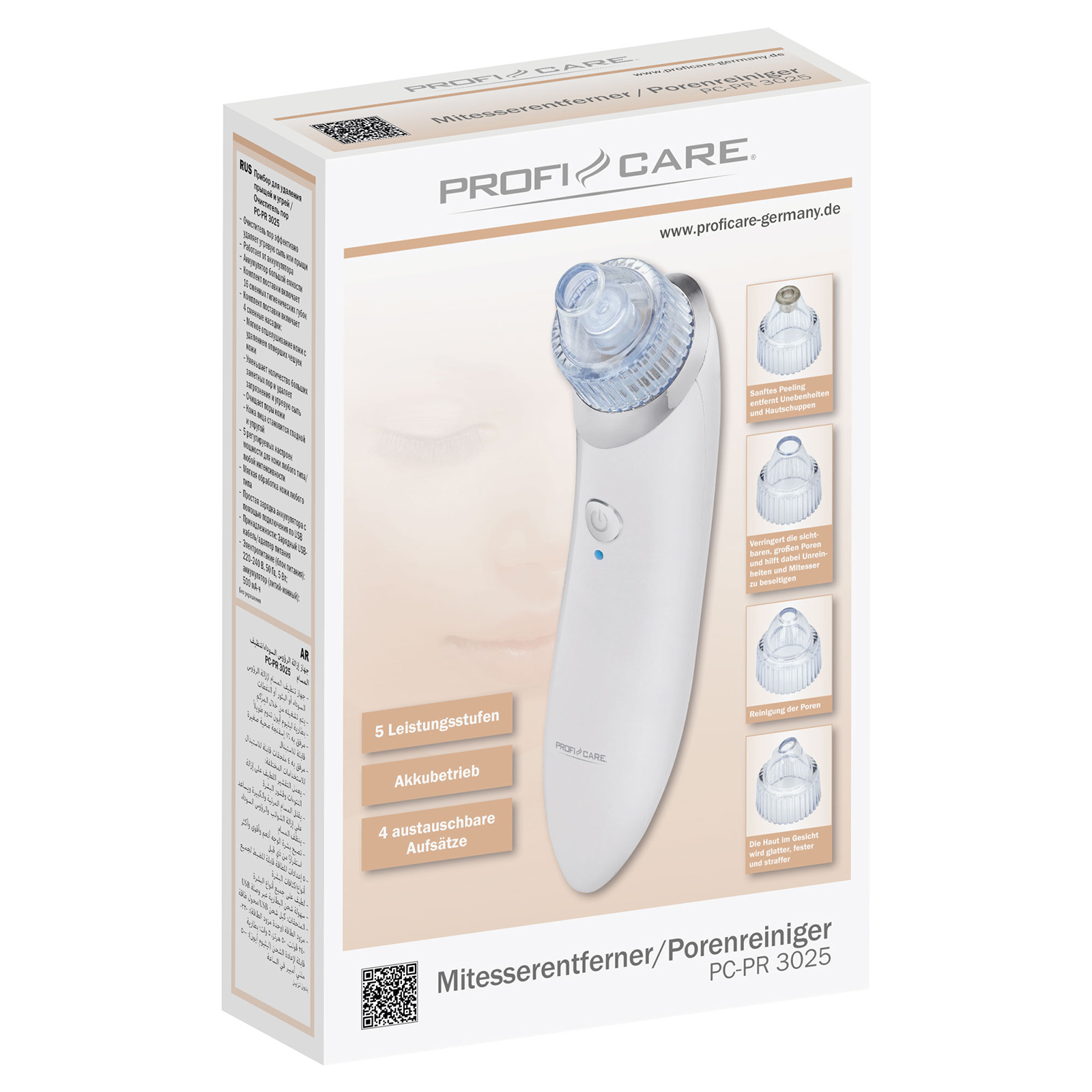 PROFICARE Porenreiniger - perlmutt-chrom - 4 Aufsätze