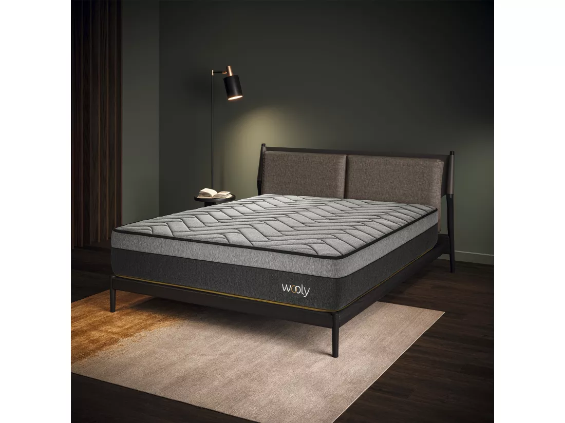 Matelas Wooly Level 140x200 cm - Hybride - 30 CM - Ressorts ensachés - Thermorégulant - Mousse en mémoire de Gel rafraîchissant - HR - Laine - Latex