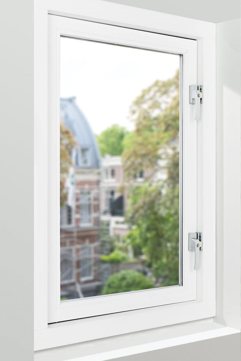 AXA 3329 Veiligheids raamsluiting F1 met cilindersluiting, nok en haakschoot opbouw linksdraaiend - 3329-61-91/GE