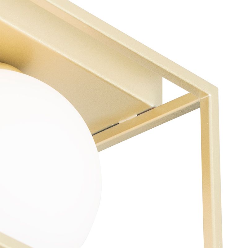 Design plafondlamp goud met wit glas 2-lichts - Aniek