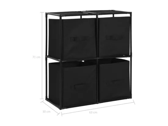 Armoire de rangement avec 4 paniers tissu Noir 63x30x71cm Acier
