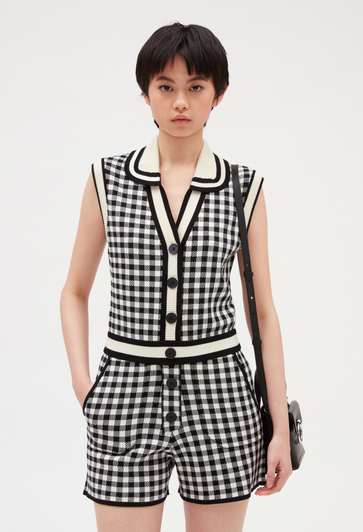 Combishort vichy col claudine