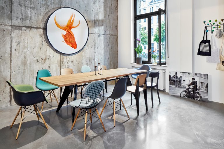 Vitra Eames DAW stoel essen onderstel, Deep Black