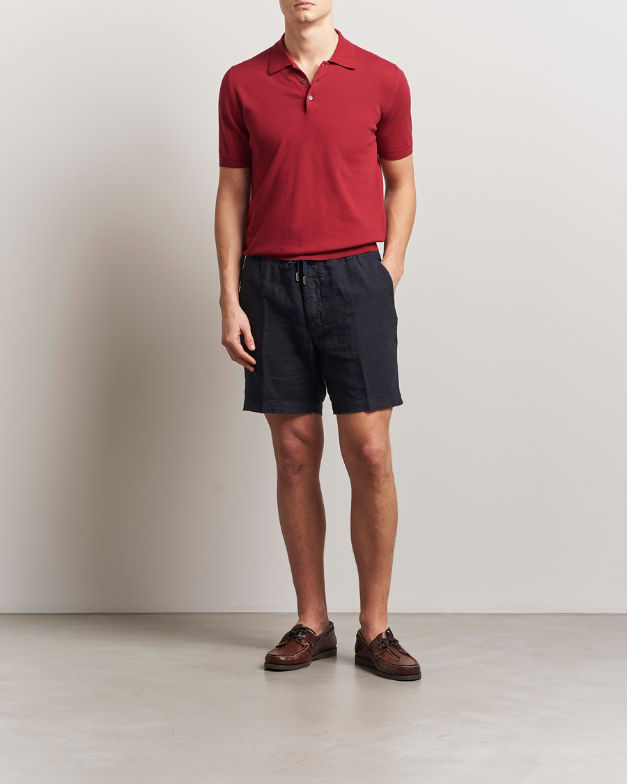 Altea Linen Drawstring Shorts Navy