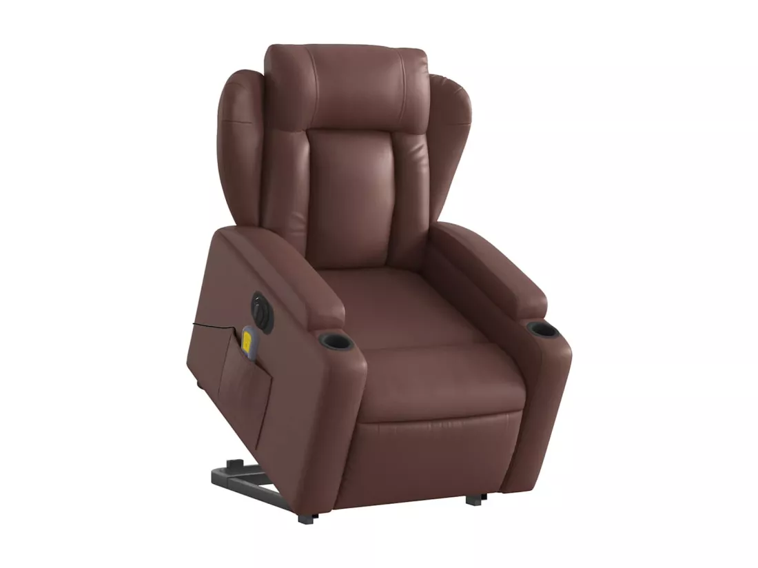 Fauteuil inclinable massant électrique marron similicuir