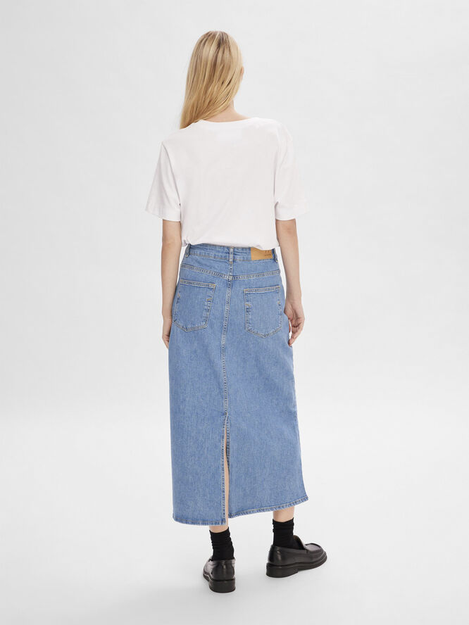 Selected Femme SLFERIN HW LONG FLAR MID BLU DENIM Blå
