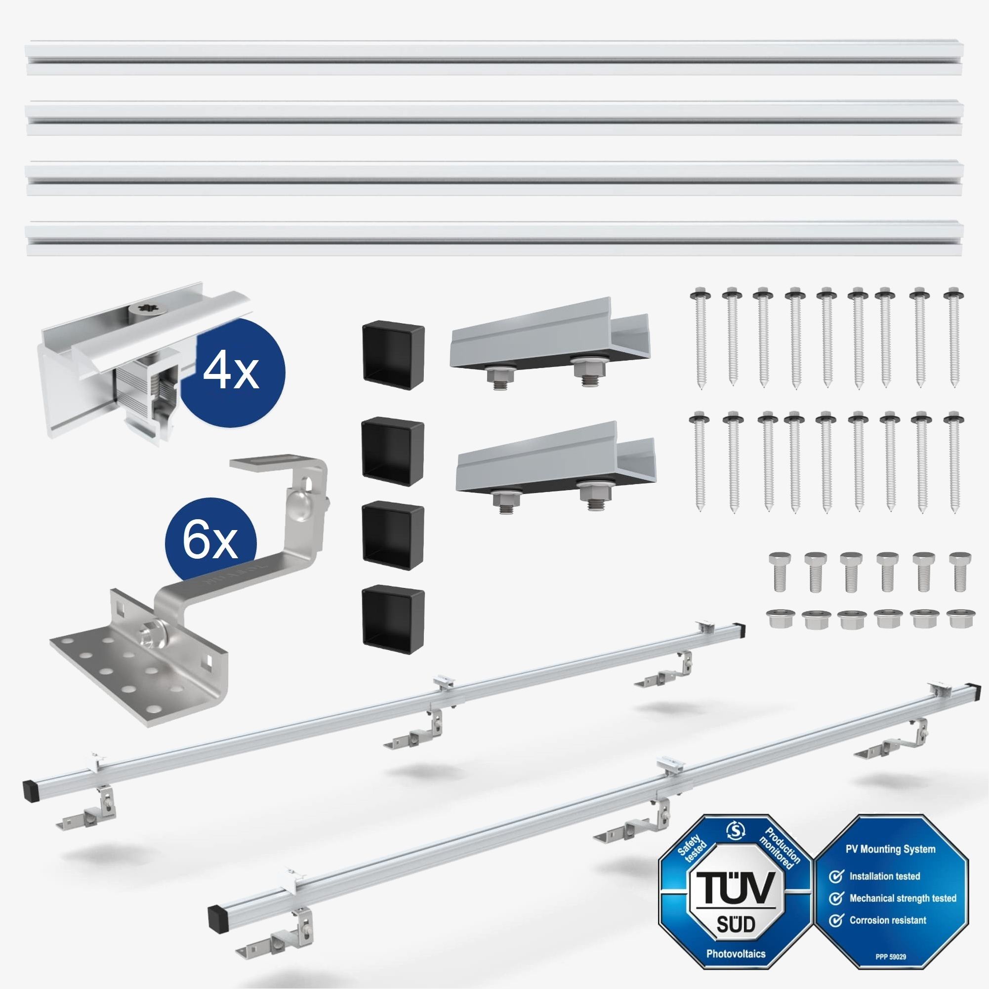 Nuasol Photovoltaik Ziegeldach Montage Set- 2 Module
