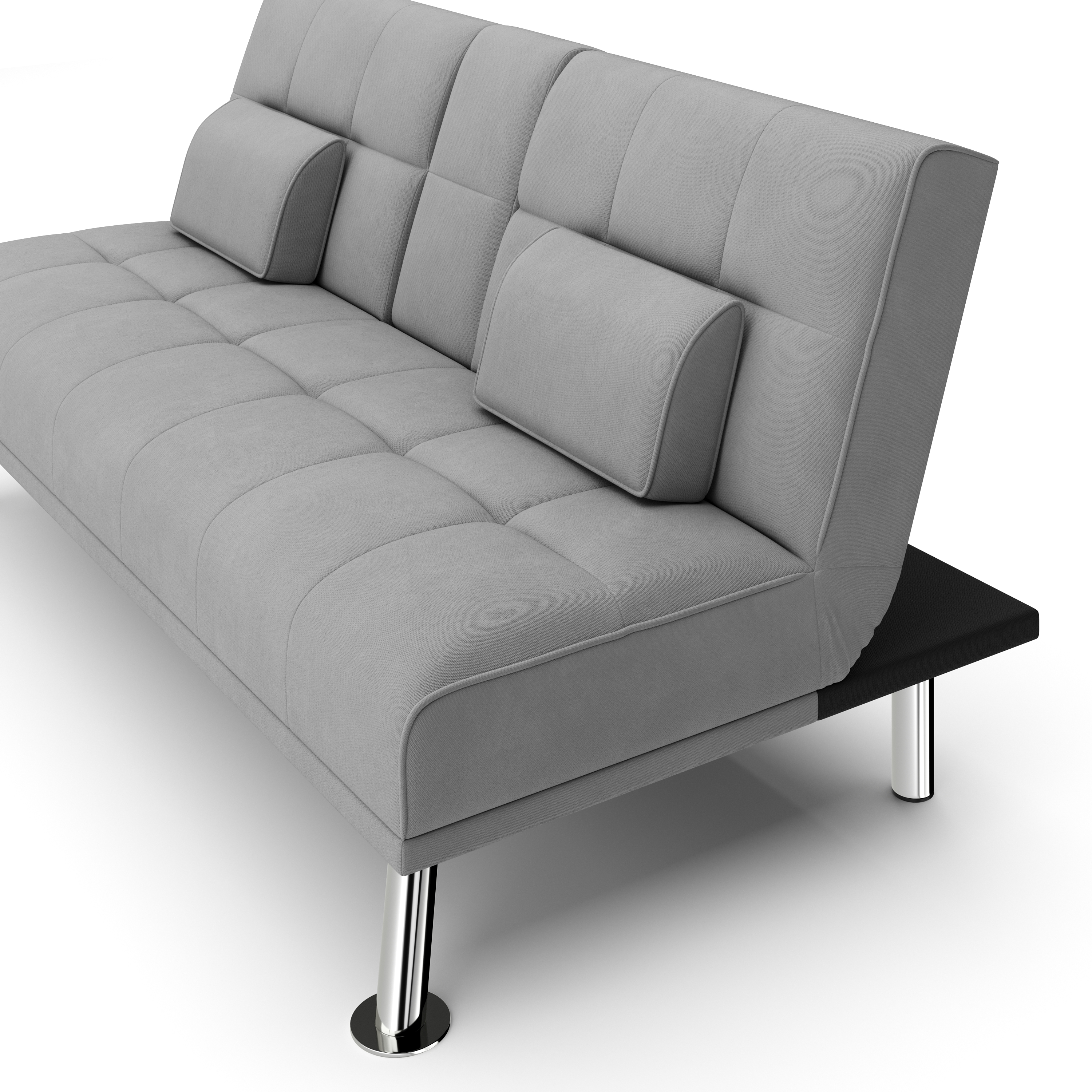 Schlafsofa POLLY mit Getränkehalter grau