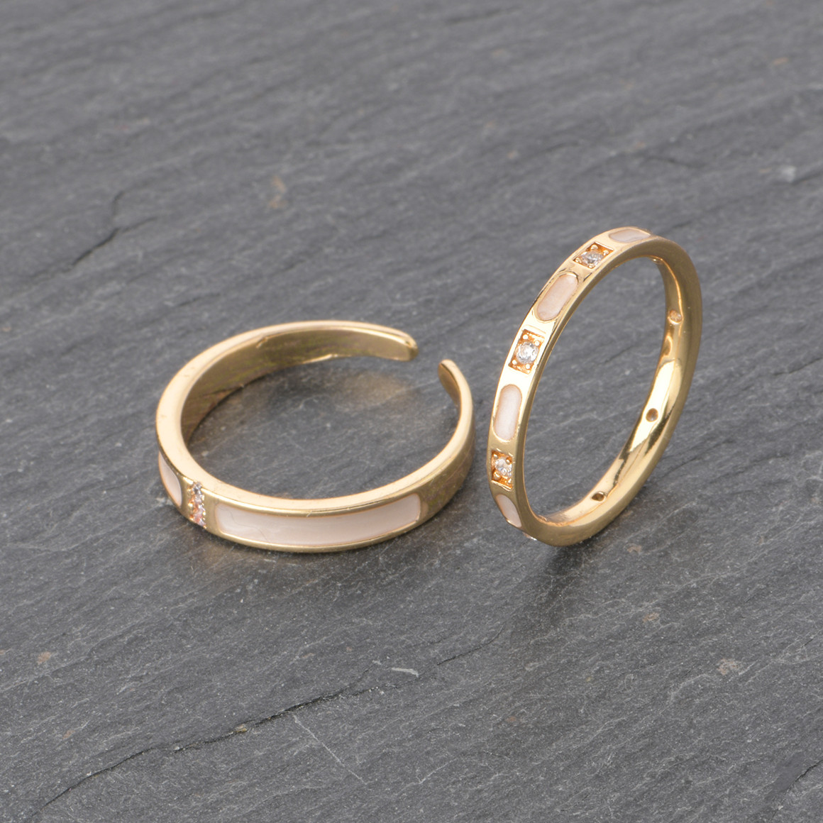 2 Damen Ringe im Set gold