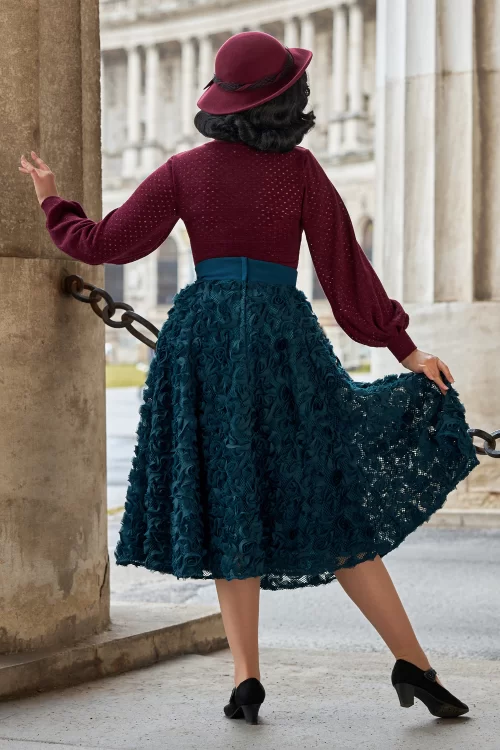 Miss Candyfloss Edelina Kat swing rok in petrol