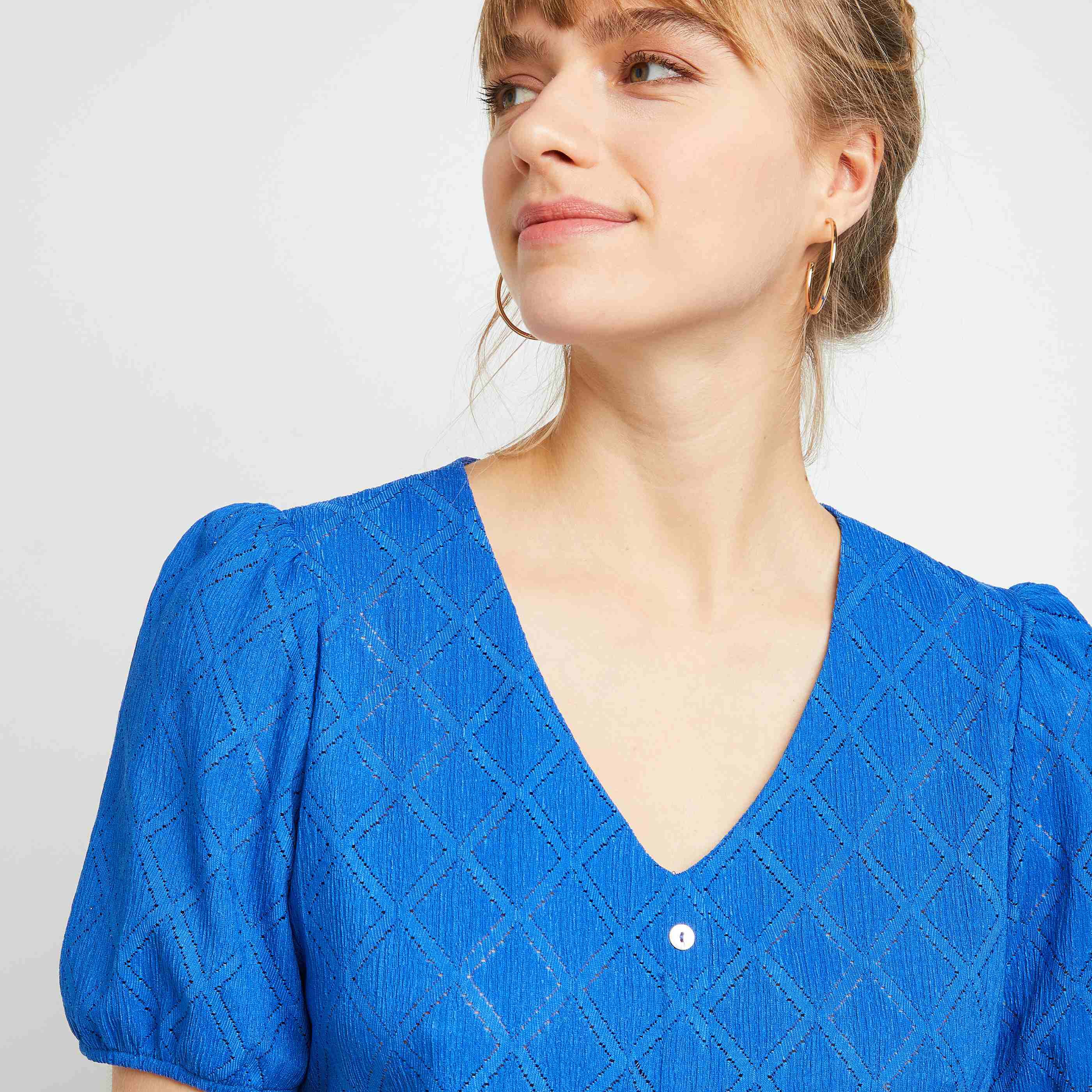 Tshirt ajouré femme - BLEU