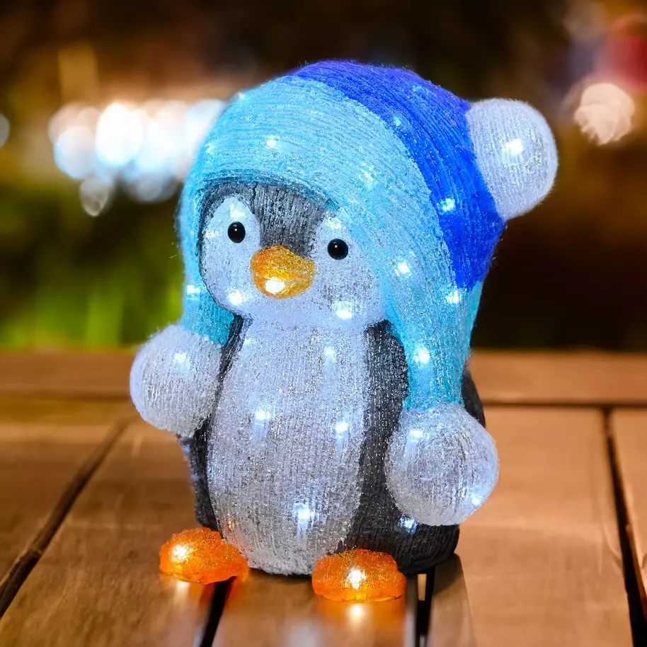 Pingouin lumineux 60 LED (H33 cm) Fripon Blanc froid