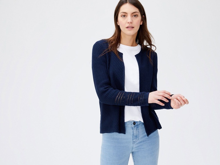 Gebreide cardigan voor dames, met katoen en polyacryl