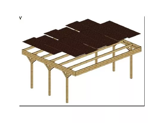 Carport, abri de voiture 6,06x5,03 m - 30 m2 - couverture PVC  - CAR5PVCTR - ALTANKA