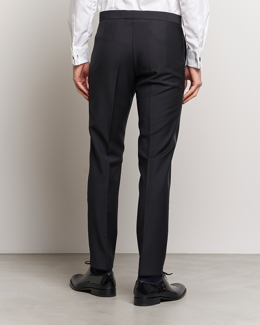 Oscar Jacobson Denz Wool Tuxedo Trousers Black
