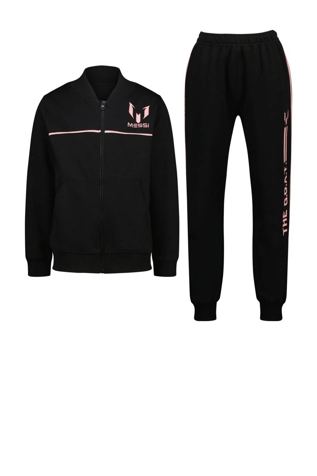 Messi sweatvest + joggingbroek zwart/roze