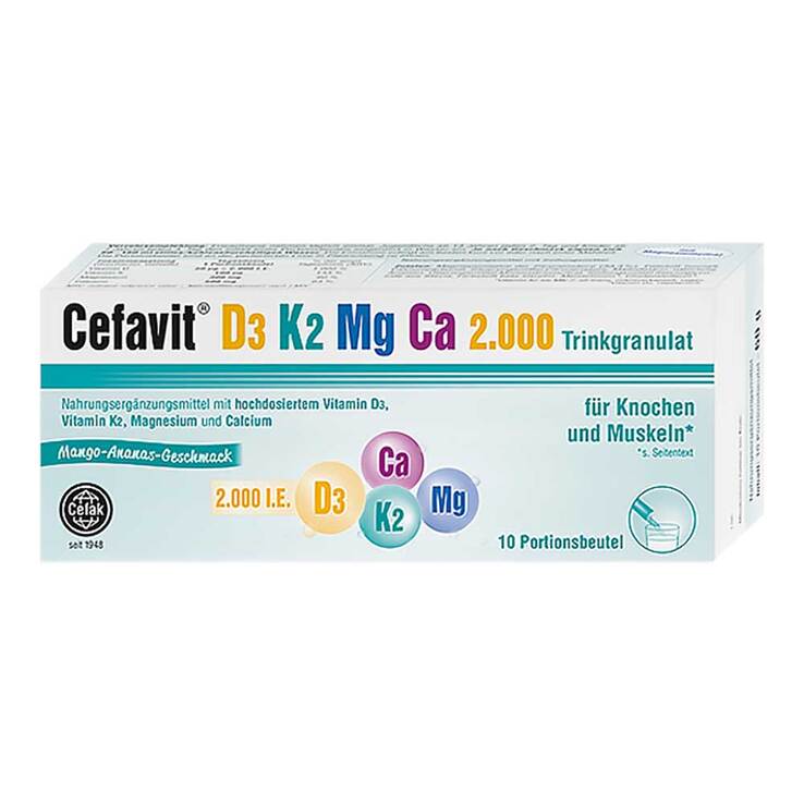 Cefavit D3 K2 Mg Ca 2.000 Trinkgranulat, 10 St