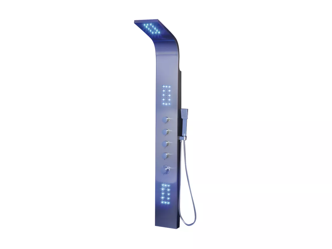 Colonne de douche hydromassante thermostatique à leds - 20*165cm - Argent - FELICITA